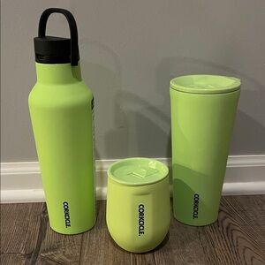 Corkcicle Neon Green Drinkware Trio
